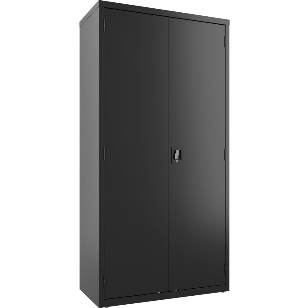 Lorell Fortress Series Wardrobe Cabinet - 18" x 36" x 72" - 2 x Door(s) - Locking Door - Black - Steel - Recycled. Picture 1