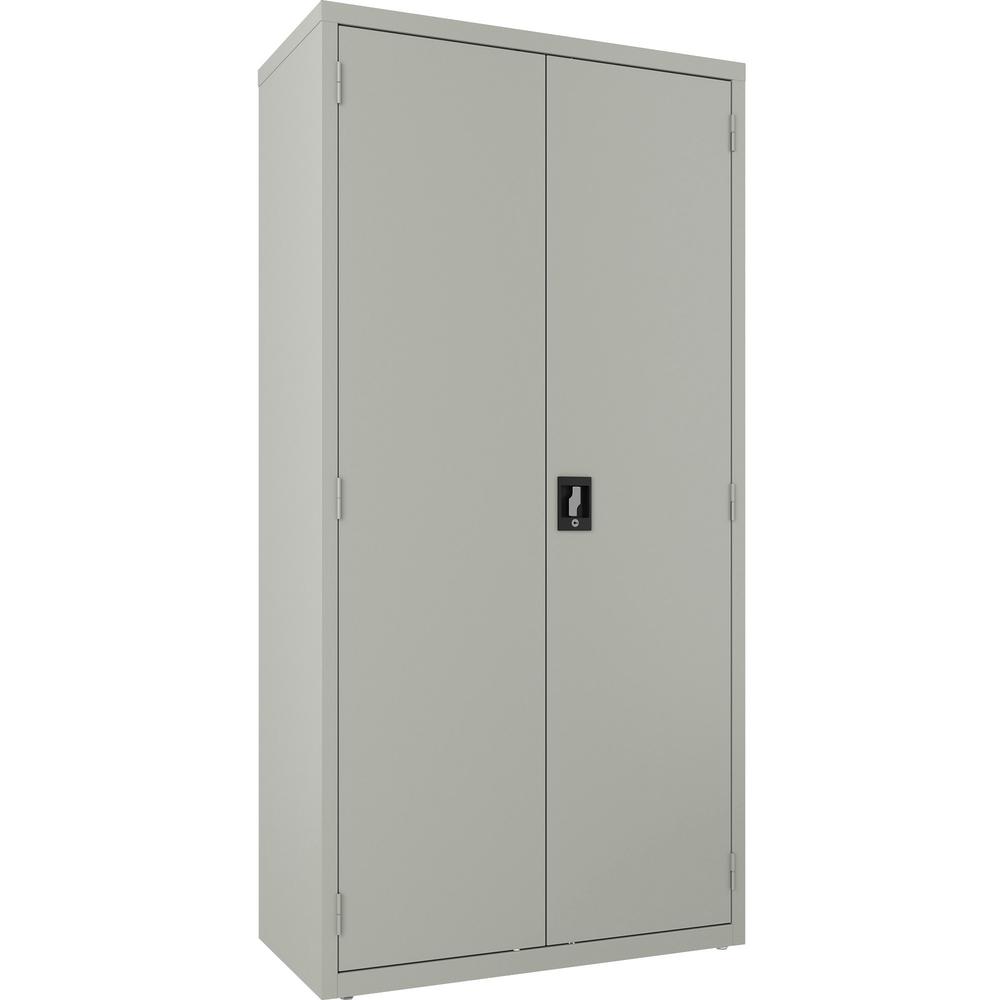 Lorell Fortress Series Wardrobe Cabinet - 18" x 36" x 72" - 2 x Door(s) - Locking Door - Gray - Steel - Recycled. Picture 1