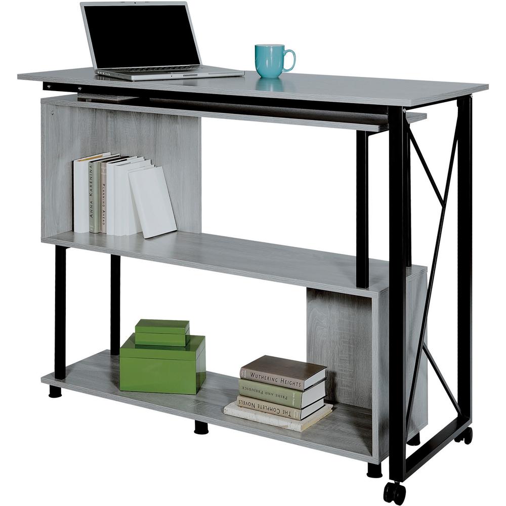 Safco Mood Rotating Worksurface Standing Desk - Box 1 of 2 - Rectangle Top - 53.25" Table Top Width x 21.75" Table Top Depth - 42.25" Height - Assembly Required - Laminated, Gray - Powder Coated Steel. The main picture.