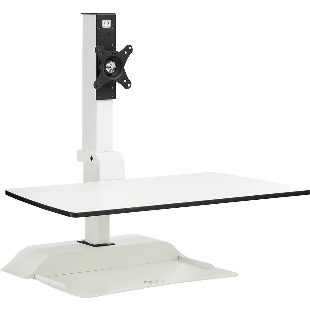 Safco Desktop Sit-Stand Desk Riser - Up to 27" Screen Support - 25 lb Load Capacity - 36" Height x 27.6" Width x 21.9" Depth - Desktop - Steel - White. Picture 1