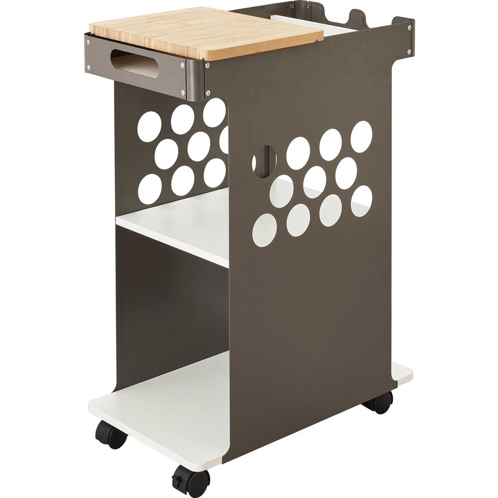 Safco Mini Rolling Storage Cart - 2 Shelf - 4 Casters - Bamboo - x 14" Width x 24" Depth x 34" Height - White - 1 Each. Picture 1