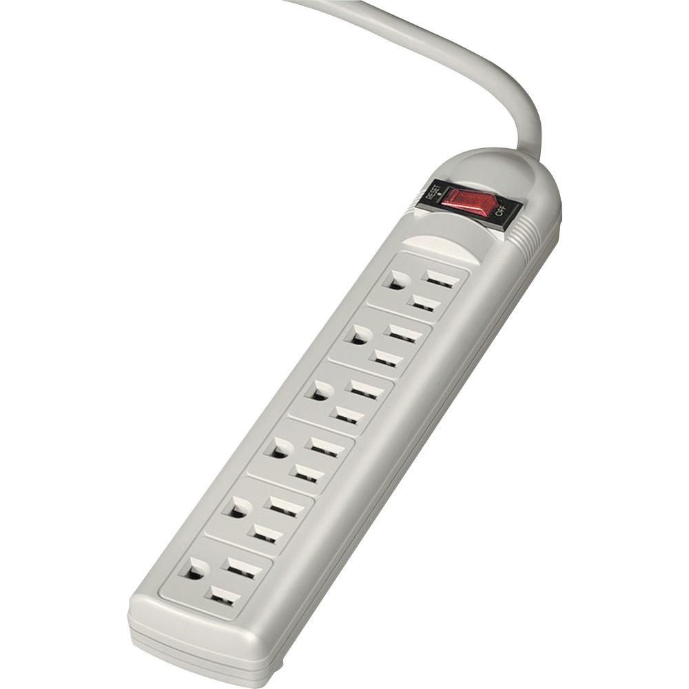 6 Outlet Power Strip with 90 Degree Outlets - 3-prong - 6 - 6 ft Cord - Platinum. Picture 1