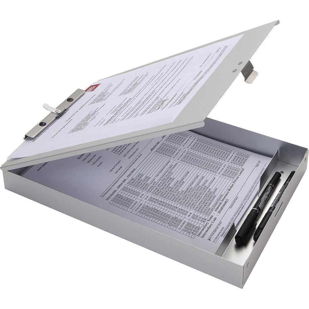 Business Source Storage Clipboard - Storage for 50 Document - 8 1/2" x 11" - Silver - 1 Each. Picture 1