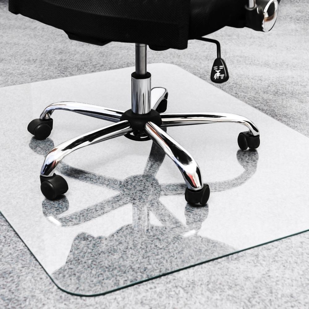 Glaciermat&reg; Heavy Duty Glass Chair Mat for Hard Floors & Carpets - 48" x 60" - Crystal Clear Rectangular Glass Chair Mat For Hard Floor and All Carpet Piles - 60" L x 48" W x 0.2" D. Picture 1