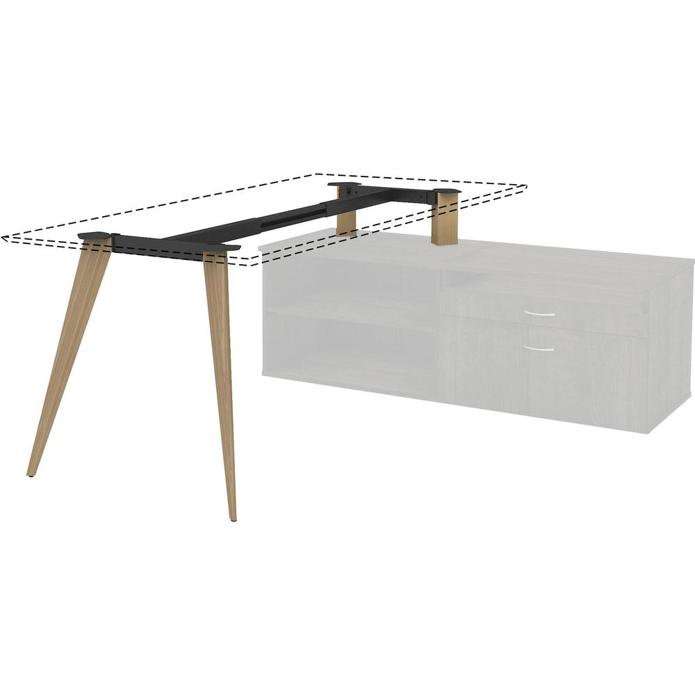 Lorell Relevance Wood Frame for 30" L-shape Desk - 68" x 23" x 28.5" - Material: Wood Frame, Metal Crossbar - Finish: Natural. The main picture.