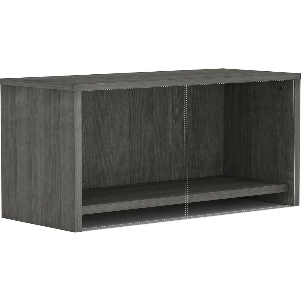 Lorell Weathered Charcoal Wall Mount Hutch - 30" x 17" x 15" , 1" Side Panel, 0.6" Back Panel, 1" Bottom Panel, 0.7" Top - Band Edge - Material: Polyvinyl Chloride (PVC) Edge - Finish: Weathered Charc. The main picture.