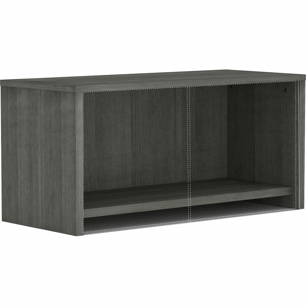 Lorell Essentials/Revelance Series Wall-Mount Hutch - 36" x 15"17" Hutch, 1" Side Panel, 0.6" Back Panel, 1" Bottom Panel, 0.7" Top - Band Edge - Finish: Weathered Charcoal. Picture 1