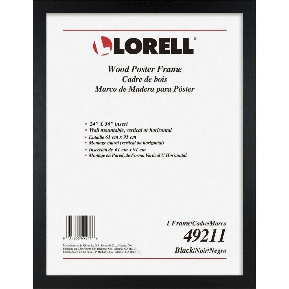 Lorell Wide Frame - 24" x 36" Frame Size - Rectangle - Horizontal, Vertical - 1 Each - Black. Picture 1
