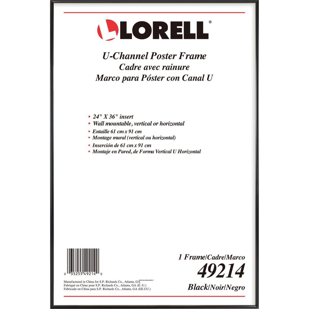 Lorell Poster Frame - 24" x 36" Frame Size - Rectangle - Horizontal, Vertical - 1 Each - Black. Picture 1