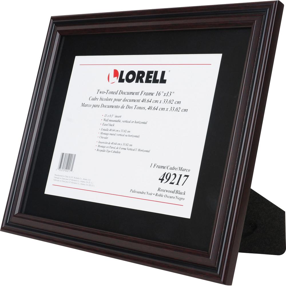 Lorell 2-toned Certificate Frame - 13" x 16" Frame Size - Holds 8.50" x 11" Insert - Rectangle - Desktop - Horizontal, Vertical - 1 Each - Rosewood. Picture 1