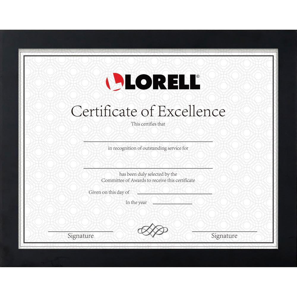 Lorell Certificate Frame - 8.50" x 11" Frame Size - Rectangle - Desktop - Horizontal, Vertical - 1 Each - Black. Picture 1