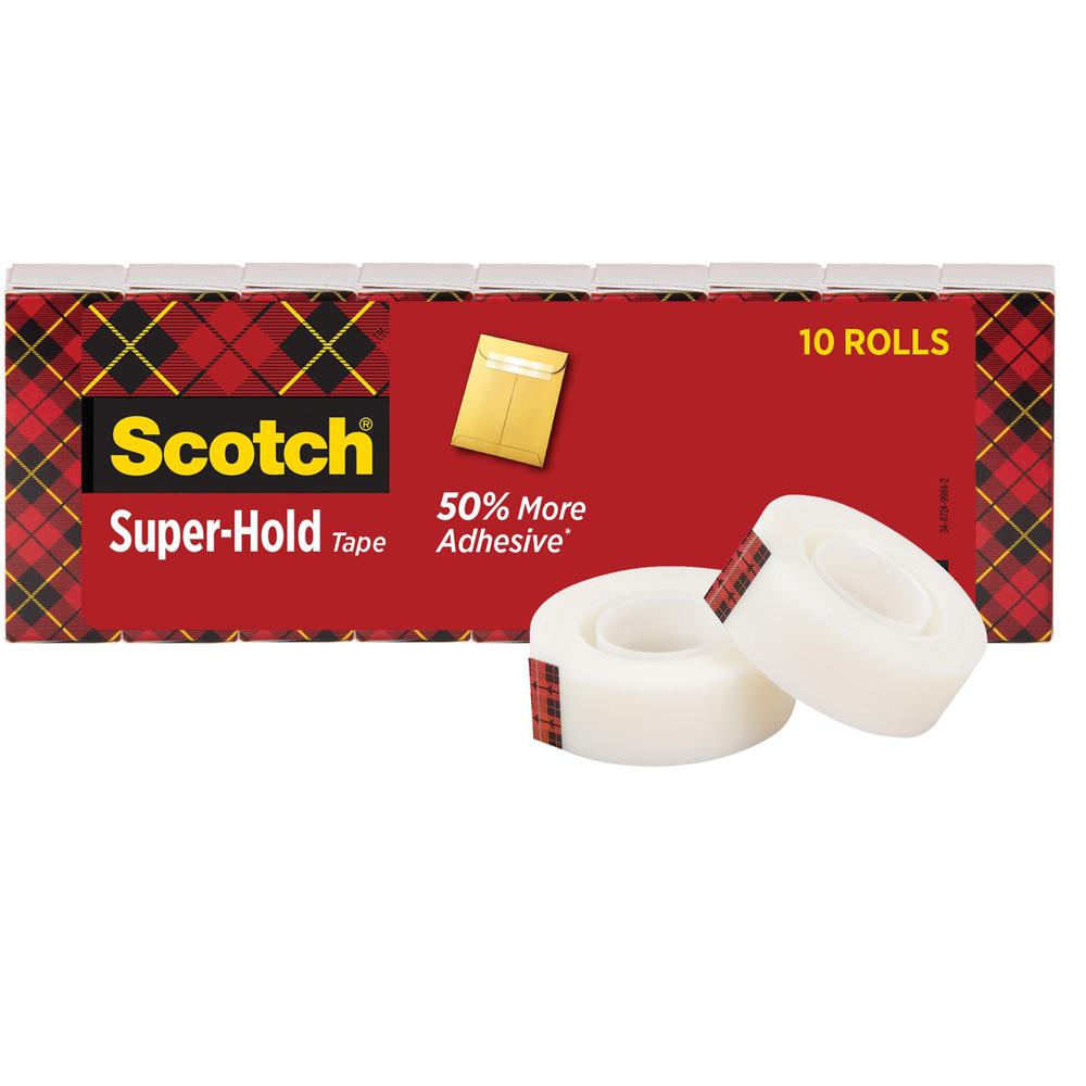 Scotch Super-Hold Tape - 27.78 yd Length x 0.75" Width - 10 / Pack - Clear. The main picture.