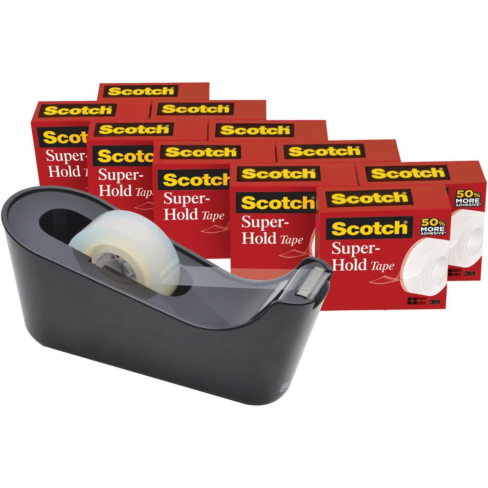 Scotch Super-Hold Tape - 27.78 yd Length x 0.75" Width - Dispenser Included - 10 / Pack - Clear. Picture 1