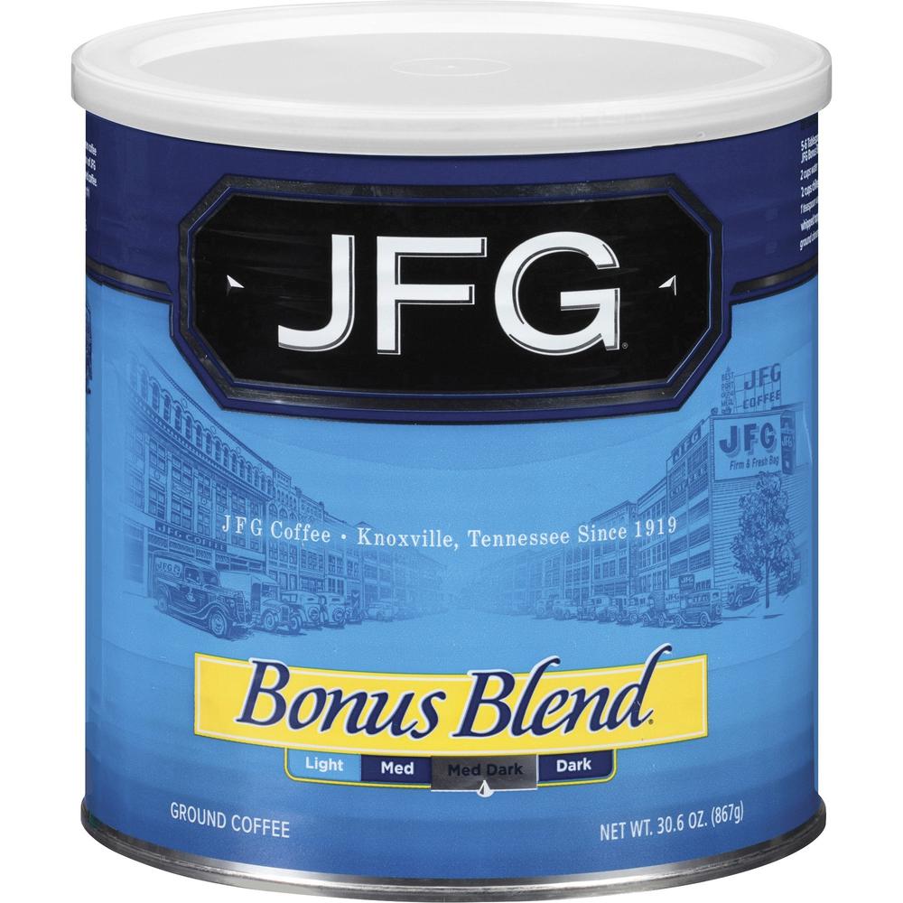 JFG Bonus Blend Coffee - Compatible with French Press - Medium/Dark - 30.6 oz Per Canister - 1 Each. Picture 1
