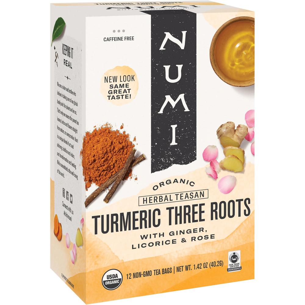 Numi Organic Turmeric Three Roots Herbal Tea Tea Bag - 1.4 oz - 12 / Box. Picture 1