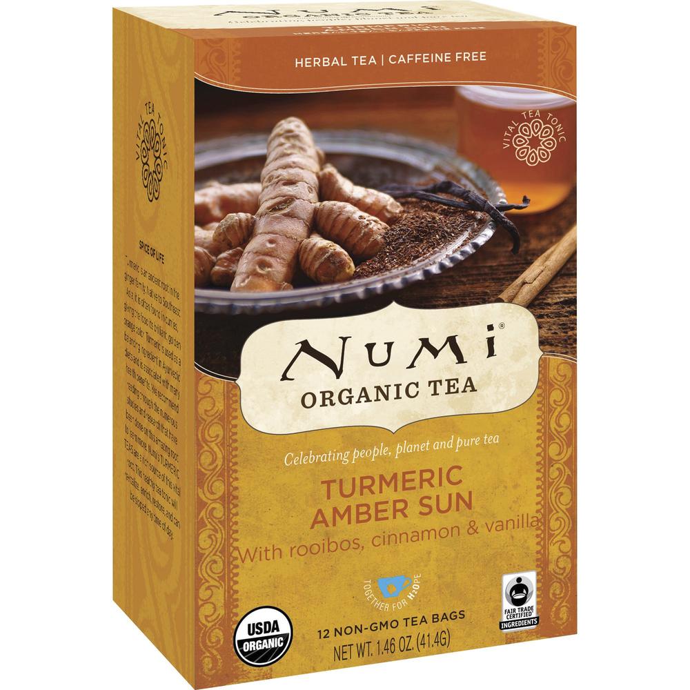 Numi Organic Turmeric Golden Tonic Amber Sun Herbal Tea Bag - 1.5 oz - 12 / Box. Picture 1