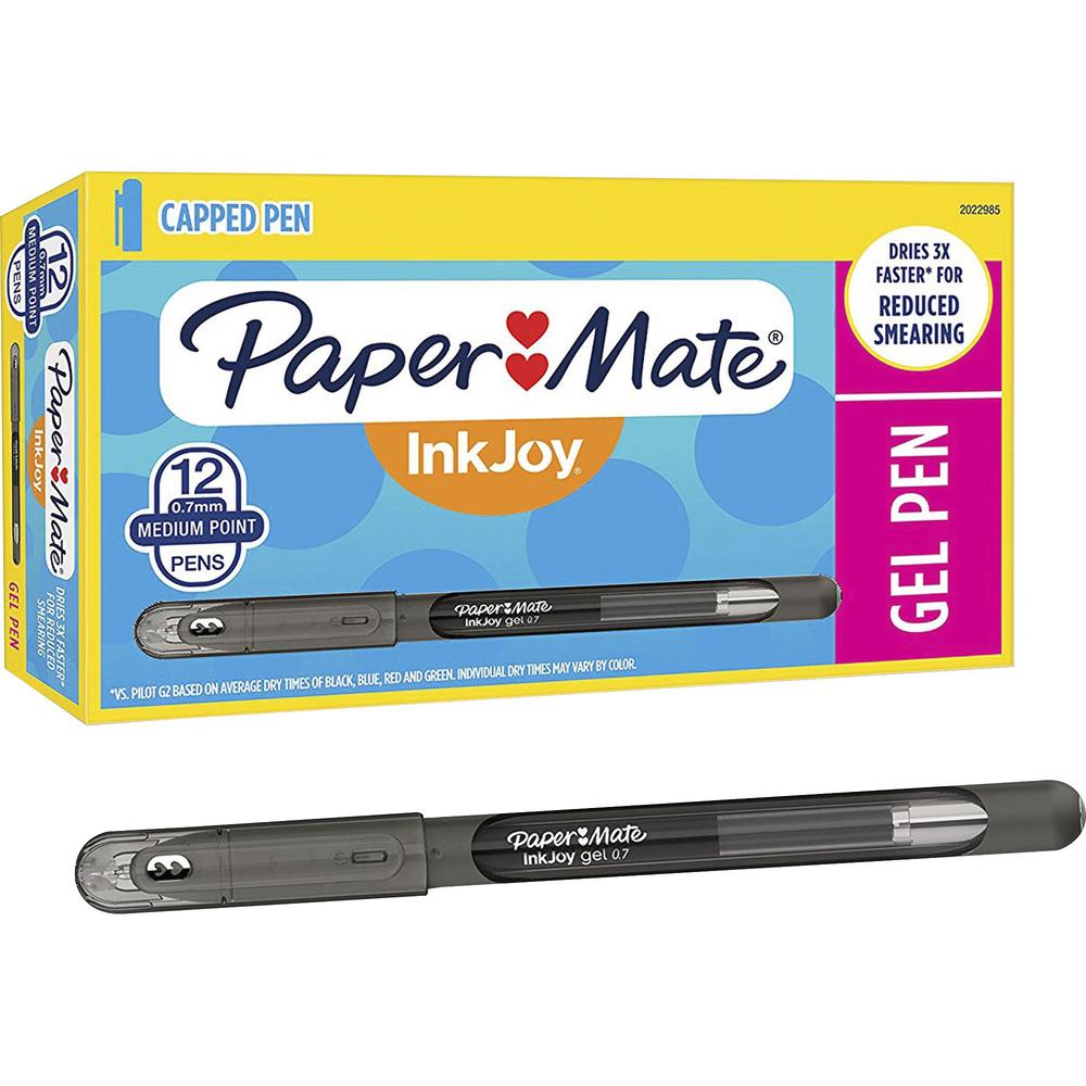 Paper Mate InkJoy Gel Pens - Medium Pen Point - Black Gel-based Ink - 1 Dozen. Picture 1