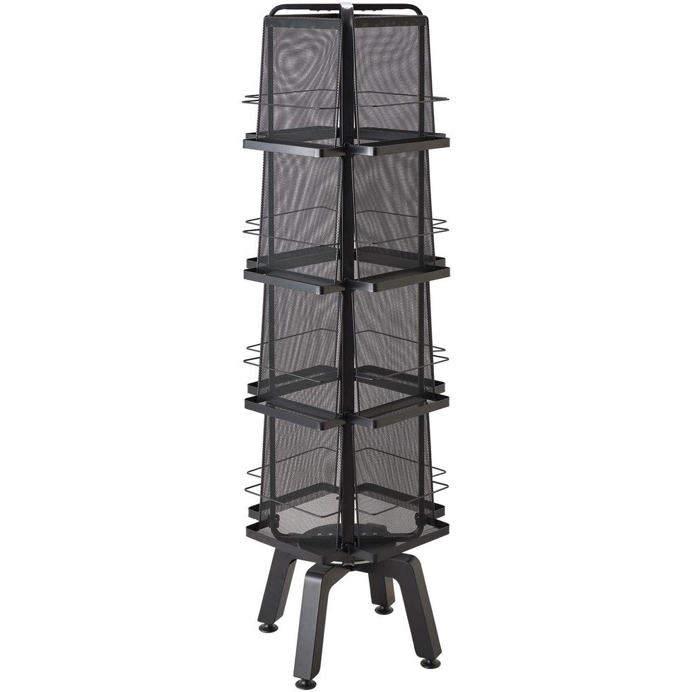 Safco Onyx Mesh Rotating Magazine Stand - 16 Pocket(s) - 58.6" Height x 18.3" Width x 18.3" DepthFloor - 28% Recycled - Black - Steel, Polyvinyl Chloride (PVC) - 1 Each. Picture 1