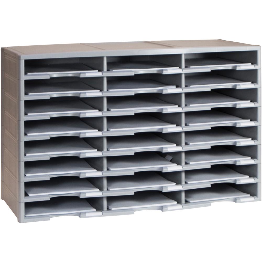 Storex Stackable Literature Sorter - 12000 x Sheet - 24 Compartment(s) - 9.50" x 12" - 20.5" Height x 14.1" Width31.4" Length - Plastic, Polystyrene - 1 Each. The main picture.