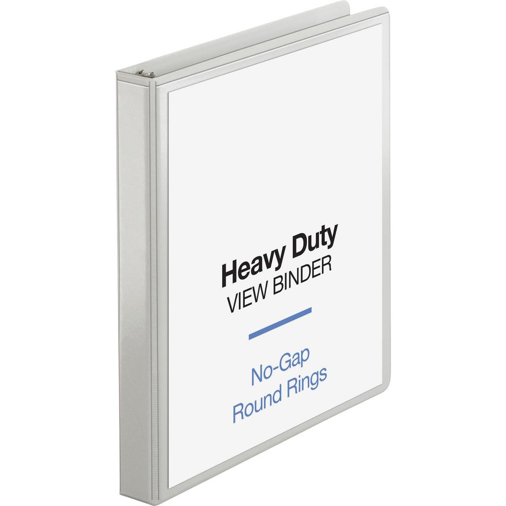 Business Source Heavy-duty View Binder - 1" Binder Capacity - Letter - 8 1/2" x 11" Sheet Size - 225 Sheet Capacity - Round Ring Fastener(s) - 2 Internal Pocket(s) - Polypropylene-covered Chipboard - . Picture 1