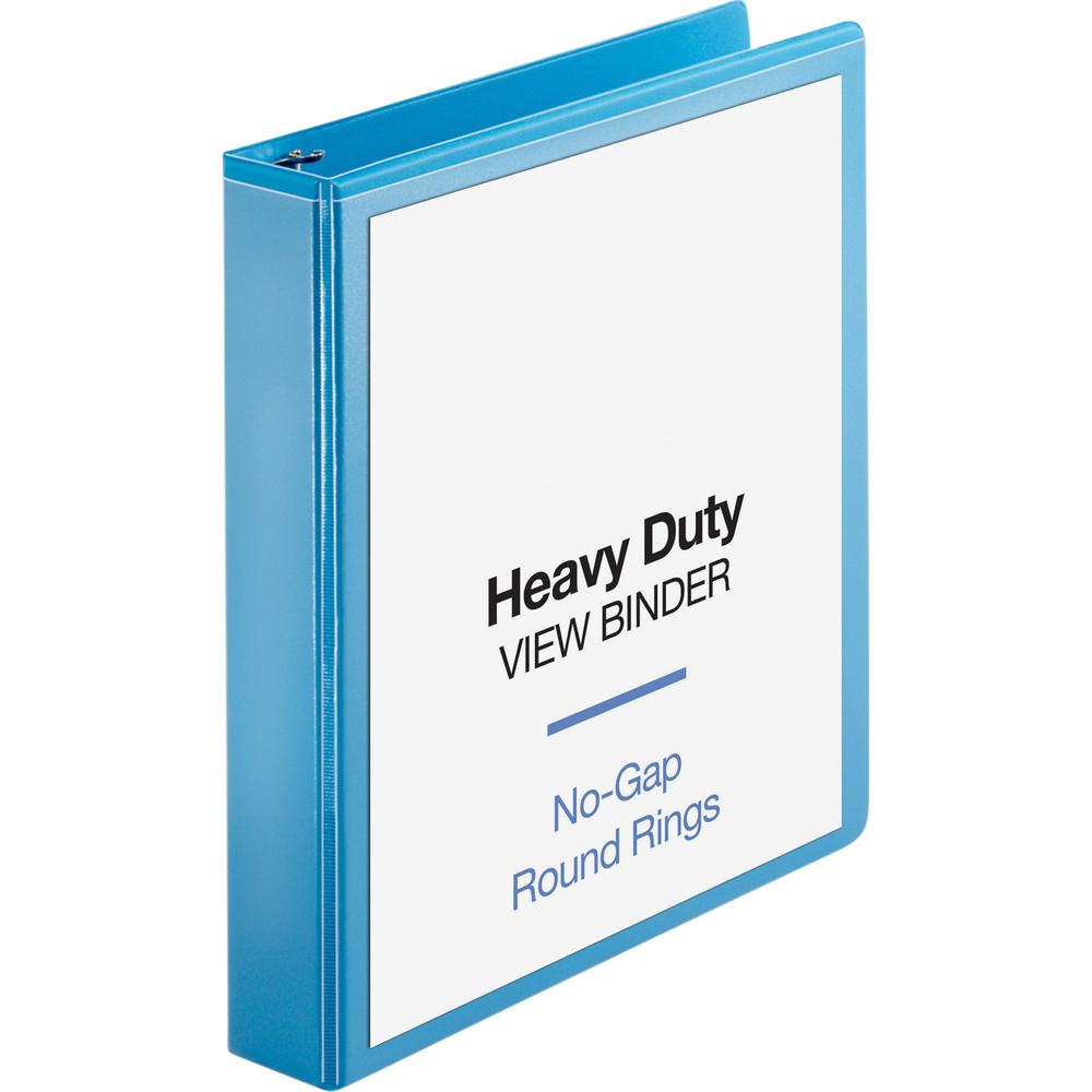 Business Source Heavy-duty View Binder - 1 1/2" Binder Capacity - Letter - 8 1/2" x 11" Sheet Size - 350 Sheet Capacity - Round Ring Fastener(s) - 2 Internal Pocket(s) - Polypropylene-covered Chipboar. Picture 1