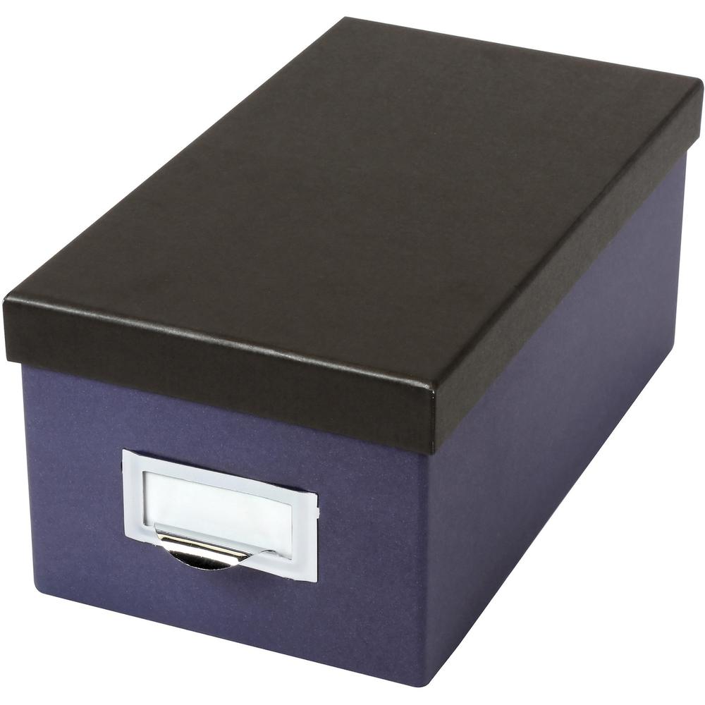 Oxford Index Card Storage Box - External Dimensions: 11.5" Length x 6.5" Width x 5" Height - Media Size Supported: Index Card 4" x 6" - 1000 x Index Card (4" x 6") - Indigo, Black - For Index Card, Re. Picture 1