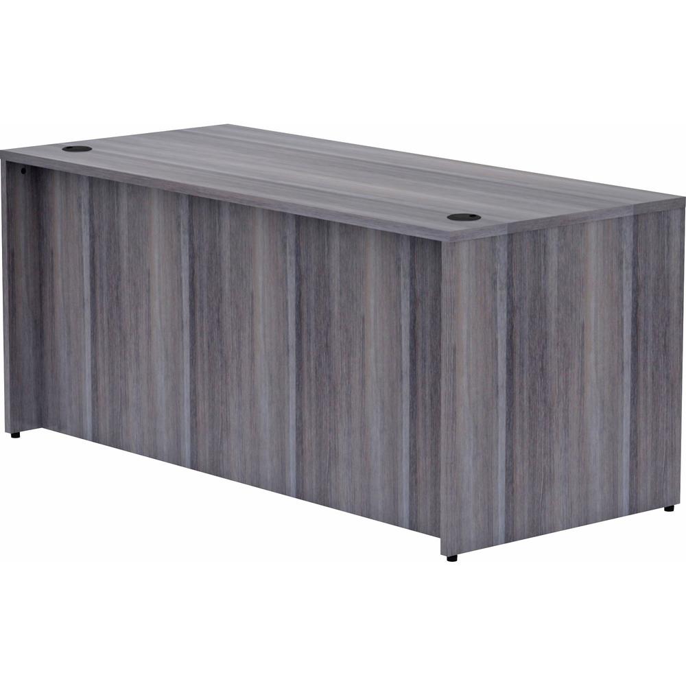 Lorell Essentials Series Rectangular Desk Shell - 66" x 30"29.5" , 1" Top - Laminate, Weathered Charcoal Table Top - Grommet. Picture 1
