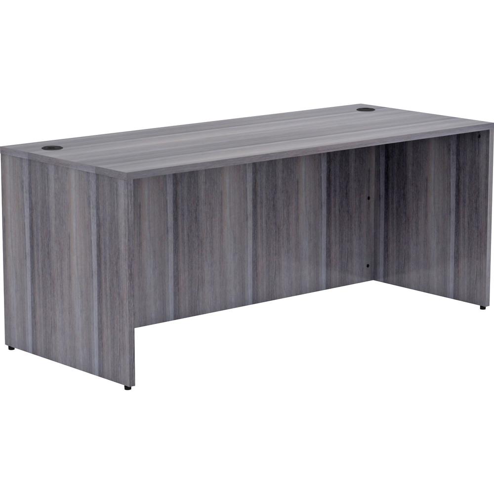 Lorell Weathered Charcoal Laminate Desking Desk Shell - 72" x 30" x 29.5" , 1" Top - Material: Polyvinyl Chloride (PVC) Edge - Finish: Laminate Top, Weathered Charcoal Top. The main picture.