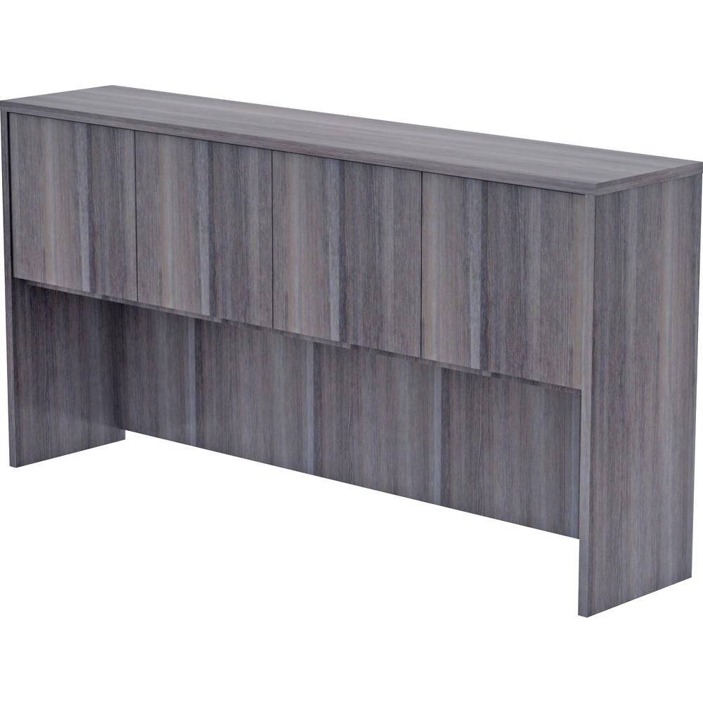 Lorell Weathered Charcoal Laminate Desking Hutch - 72" x 15" x 36" - Drawer(s)4 Door(s) - Material: Polyvinyl Chloride (PVC) Edge - Finish: Weathered Charcoal Surface, Laminate Surface. The main picture.
