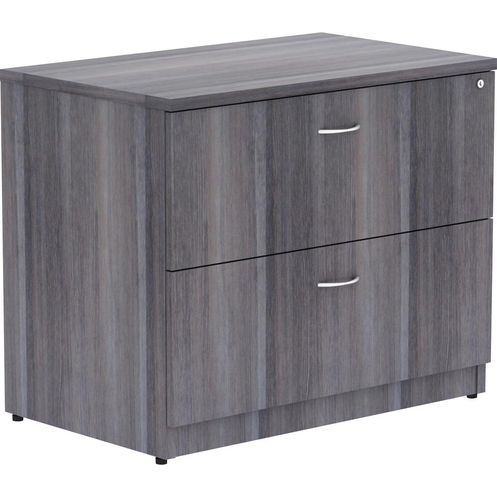 Lorell Essentials Series Lateral File - 35" x 22"29.5" , 1" Top - 2 x File Drawer(s) - Finish: Weathered Charcoal, Laminate. Picture 1