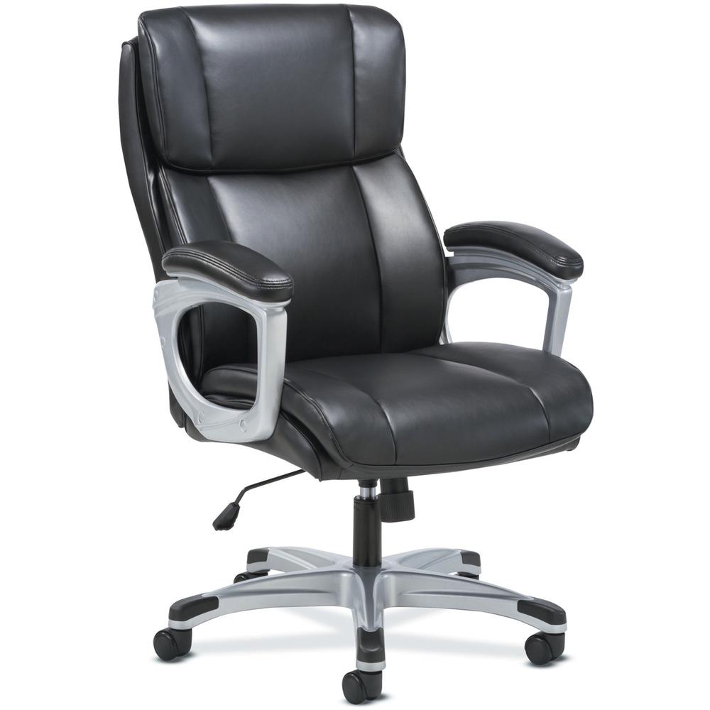 Sadie 3-Fifteen Executive Leather Chair - Black Plush, Bonded Leather Seat - Black Plush, Bonded Leather Back - High Back - 5-star Base - 1 Each. Picture 1
