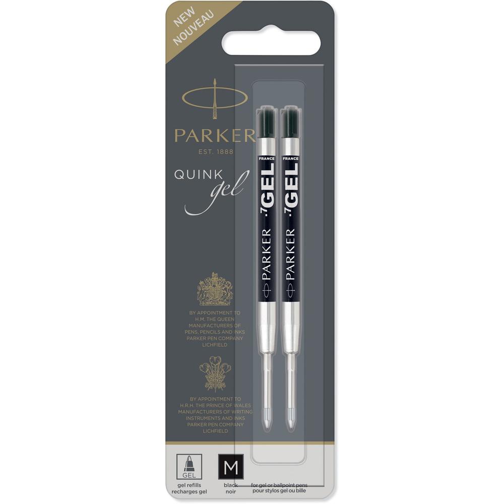 Parker Ballpoint Gel Pen Refill - Medium Point - Black Ink - Smooth Writing - 2 / Pack. Picture 1