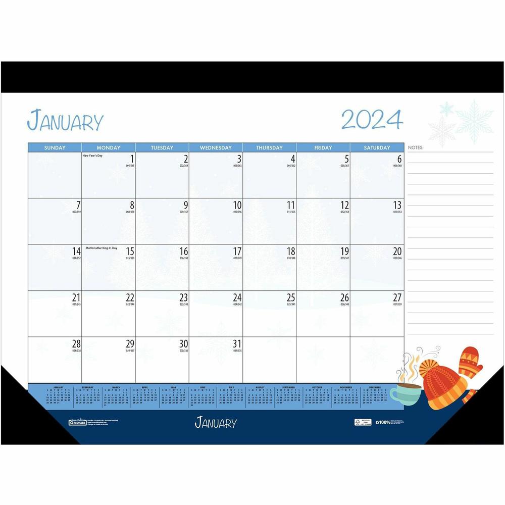 House of Doolittle Monthly Deskpad Calendar Seasonal Holiday Depictions 22 x 17 Inches - Julian Dates - Monthly - 12 Month - January 2024 - December 2024 - 1 Month Single Page Layout - Desk Pad - Mult. Picture 1