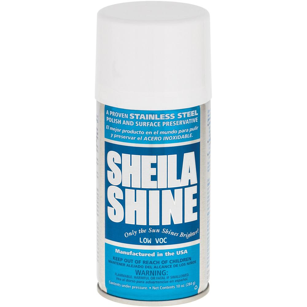 Sheila Shine Calif-Approved Stainless Steel Polish - Aerosol - 10 fl oz (0.3 quart) - 1 Each - White. Picture 1