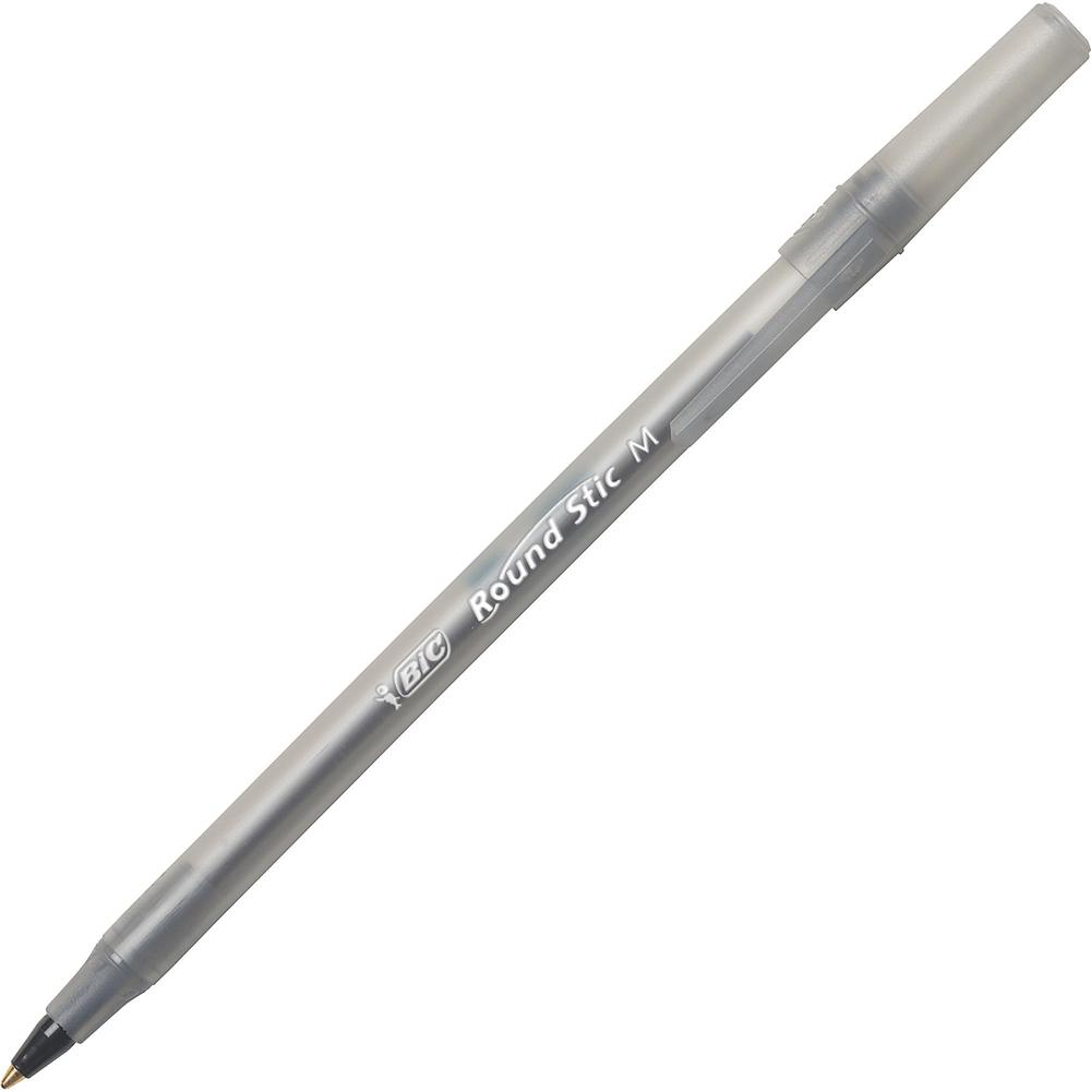 BIC Round Stic Ballpoint Pen - Black - Translucent Barrel - 240 / Carton. Picture 1