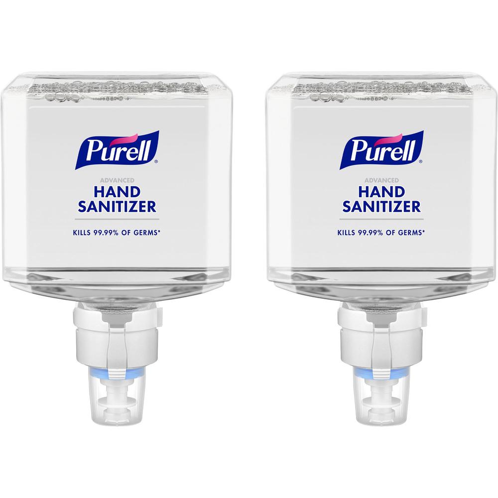 PURELL&reg; Advanced Hand Sanitizer Foam Refill - Clean Scent - 40.6 fl oz (1200 mL) - Touchless Dispenser - Kill Germs - Hand - Clear - Dye-free, Bio-based - 2 / Carton. Picture 1
