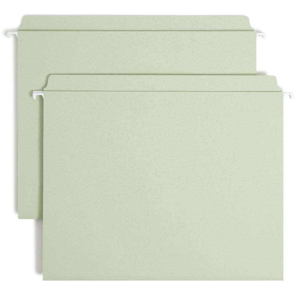Smead FasTab Straight Tab Cut Letter Recycled Hanging Folder - 8 1/2" x 11" - Assorted Position Tab Position - Moss - 10% Recycled - 20 / Box. Picture 1