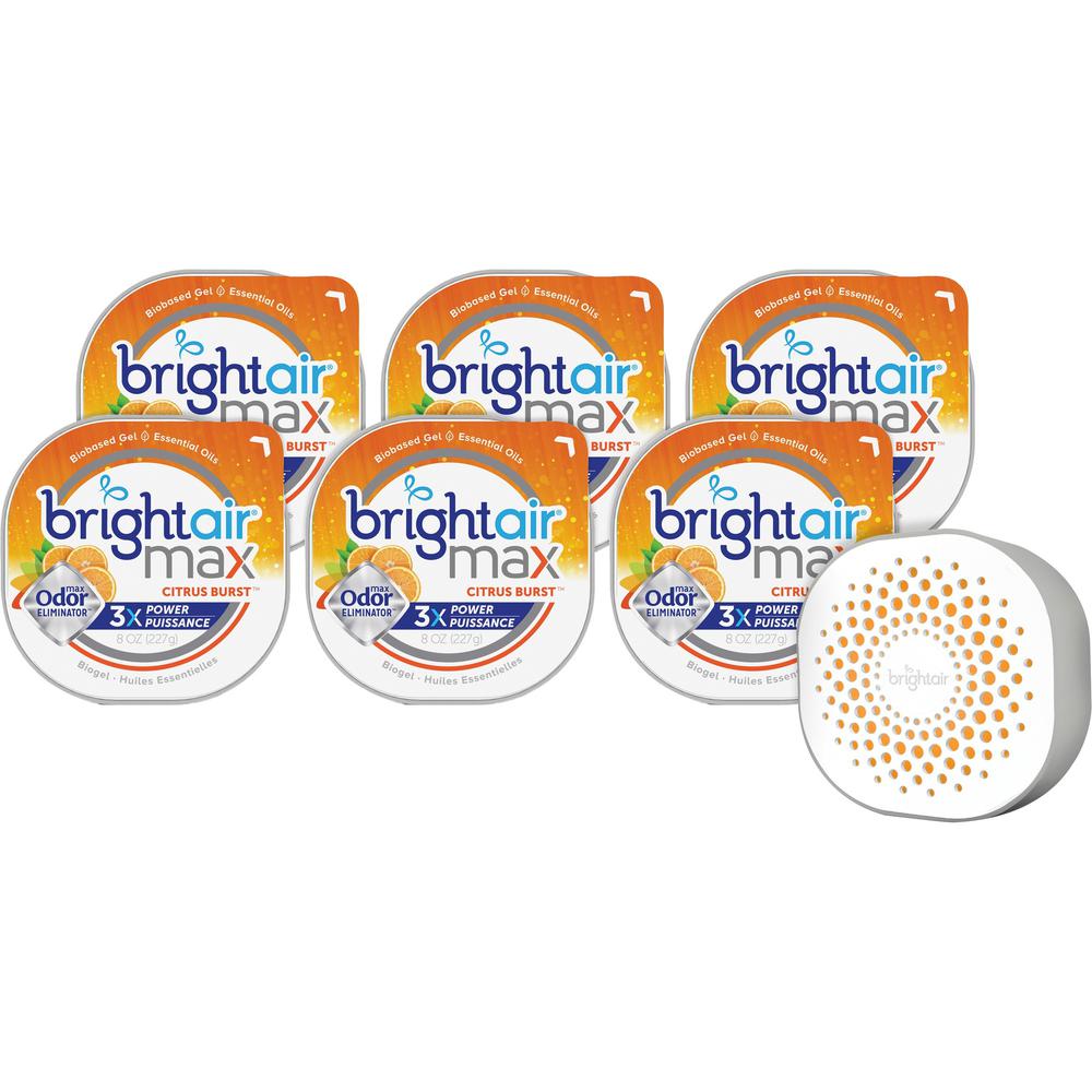 Bright Air Max Scented Gel Odor Eliminator - Gel - 8 oz - Citrus - 6 / Carton - Odor Neutralizer, Phthalate-free, Paraben-free, BHT Free, Bio-based, Formaldehyde-free, NPE-free. Picture 1