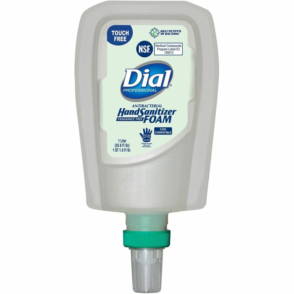 Dial Hand Sanitizer Foam Refill - 33.8 fl oz (1000 mL) - Touchless Dispenser - Kill Germs - Hand - Moisturizing - Clear - Non-drying, Dye-free - 3 / Carton. Picture 1