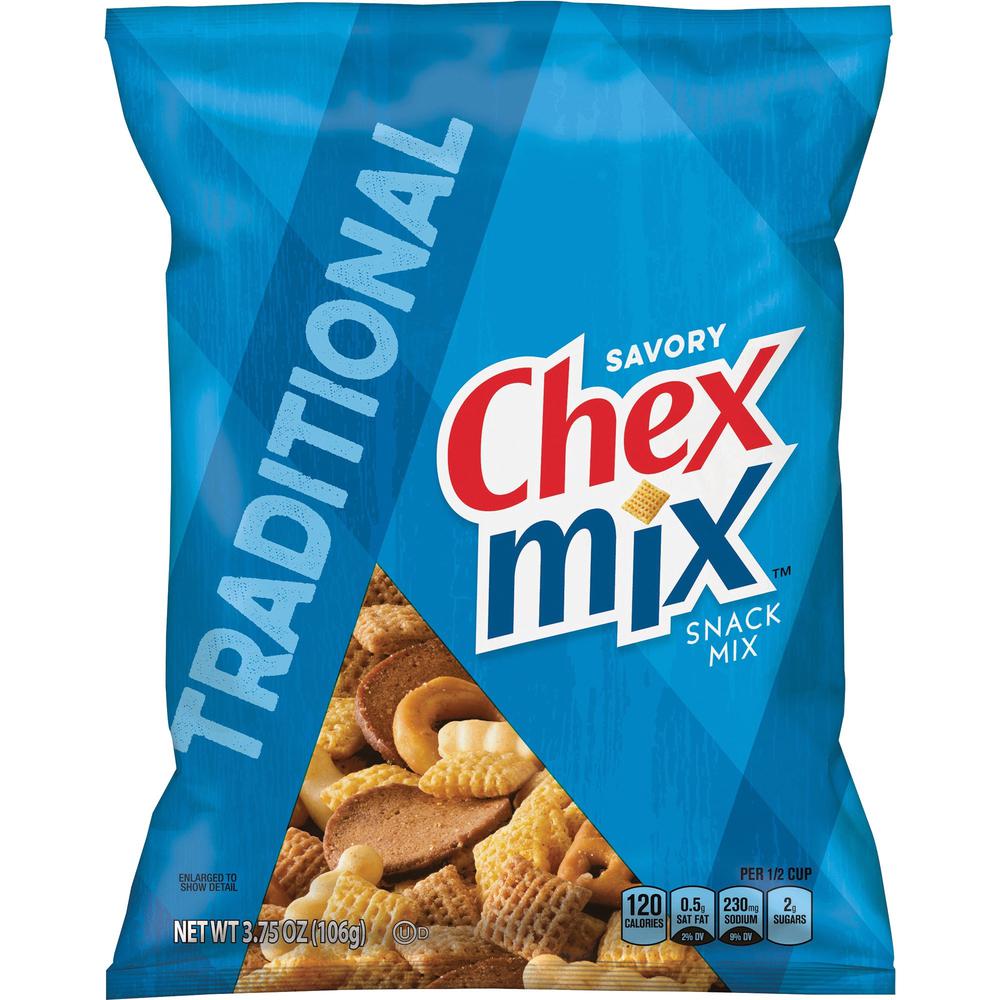 Chex Mix Traditional Snack Mix - Corn, Wheat - 3.75 oz - 8 / Carton. The main picture.