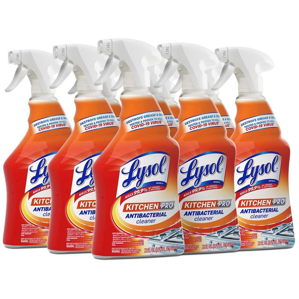 Lysol Kitchen Pro Antibacterial Cleaner - For Multi Surface - 22 fl oz (0.7 quart) - Fresh Citrus Scent - 9 / Carton - Deodorize, Streak-free, Chemical-free, Disinfectant, Anti-bacterial, Residue-free. Picture 1