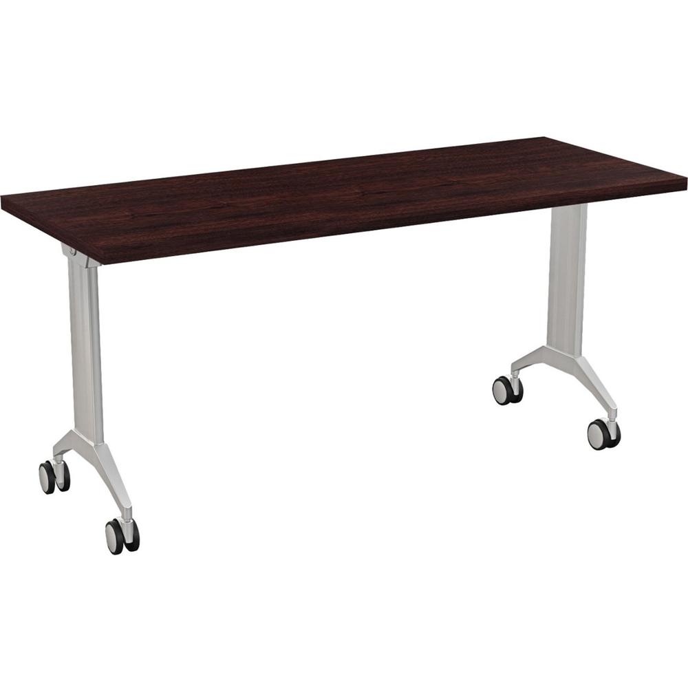 Special-T Link Flip & Nest Table - For - Table TopEspresso Rectangle Top - Metallic Silver T-shaped Base - 48" Table Top Length x 24" Table Top Width - 28.75" Height - Assembly Required - 1 Each. The main picture.