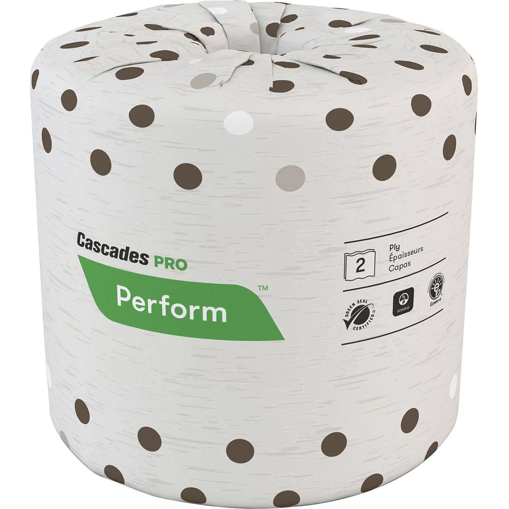 Cascades PRO PRO Perform Standard Toilet Paper - 2 Ply - 4.25" x 4" - 400 Sheets/Roll - 4.50" Roll Diameter - Latte - Strong, Absorbent - For Industry, School, Food Service - 80 / Carton. The main picture.