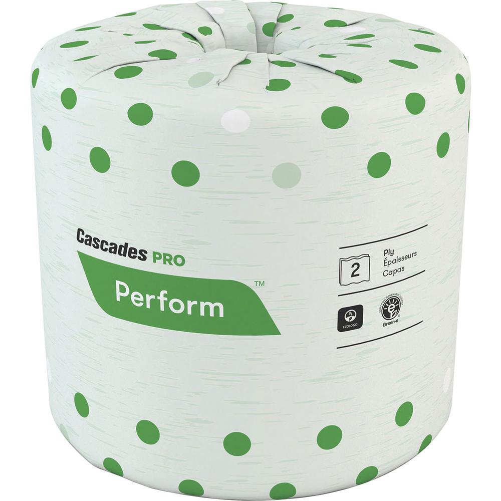 Cascades PRO Perform Standard Toilet Paper - 2 Ply - 4" x 3.50" - 336 Sheets/Roll - White - 48 / Carton. Picture 1