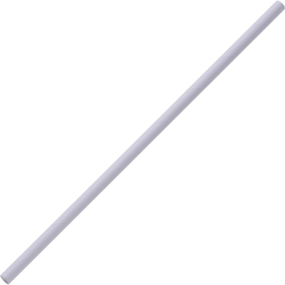 Genuine Joe Paper Straw - 0.3" Length x 0.3" Width x 7.3" Height - Paper - 500 / Box - White. Picture 1