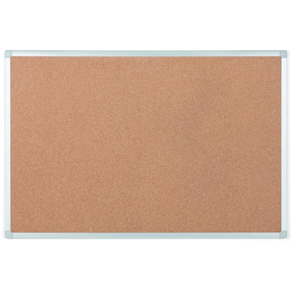 Bi-silque Ayda Cork Bulletin Board - 0.50" Height x 18" Width x 24" Depth - Cork Surface - Self-healing, Durable, Resilient, Heavy-gauge - Aluminum Frame - 1 Each. Picture 1