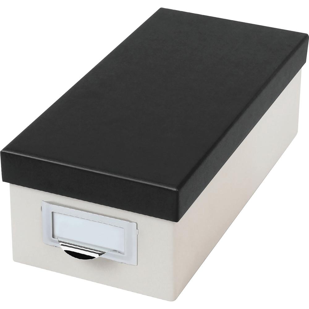 Oxford 3x5 Index Card Storage Box - External Dimensions: 11.5" Length x 5.5" Width x 3.9" Height - Media Size Supported: 3" x 5" - 1000 x Index Card (3" x 5") - Black, Marble White - For Index Card, N. Picture 1
