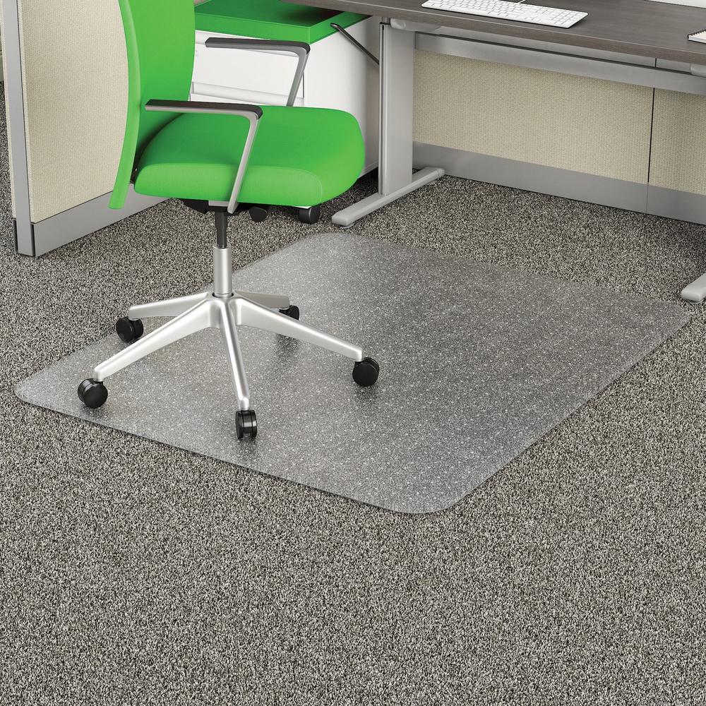 Deflecto EconoMat Chair Mat - Commercial, Carpet - 60" Length x 46" Width x 0.100" Thickness - Rectangular - Clear - 1Each. Picture 1