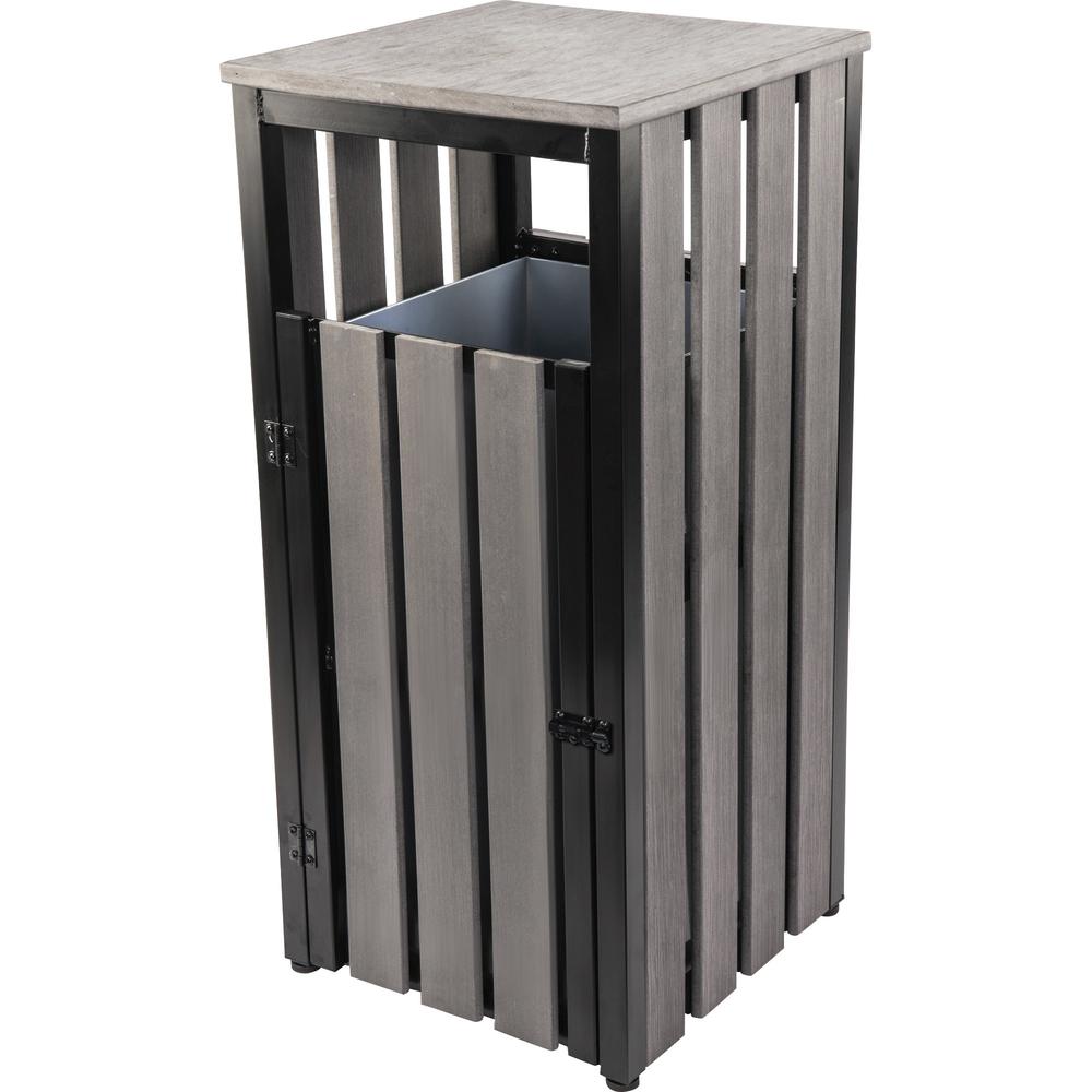Lorell Outdoor Waste Bin - Rectangular - Weather Resistant - 33.6" Height x 15.8" Width x 15.8" Depth - Polystyrene - Charcoal - 1 Each. Picture 1