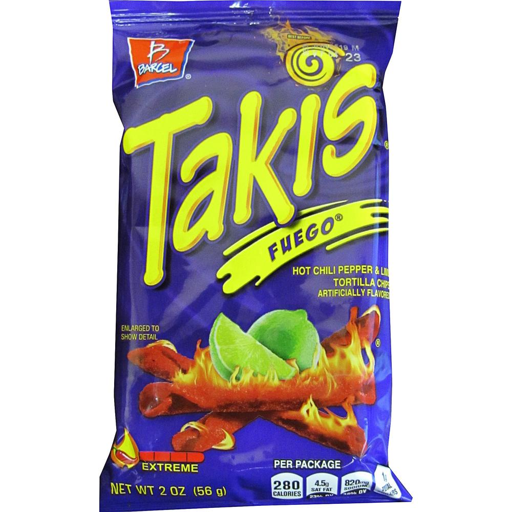 Takis Fuego Rolled Tortilla Chips - Hot Chili Pepper & Lime - 1 - 1.98 oz - 42 / Carton. The main picture.